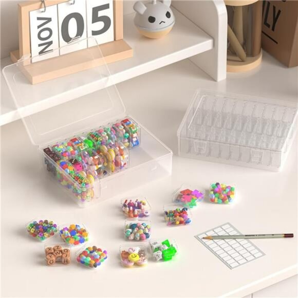 Clear Bead Organizer Box with 31 Plastic Storage Containers for Jewelry Crafts - Picture 2 of 8